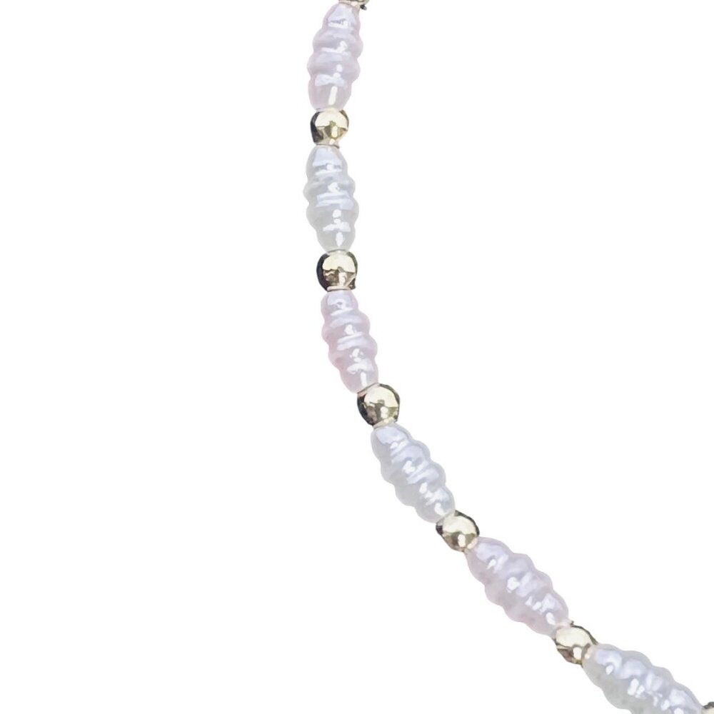 Vintage Gold Tone & Faux Pearl Ankle Bracelet With Sand Dollar Charm (5653) - Picture 3 of 9